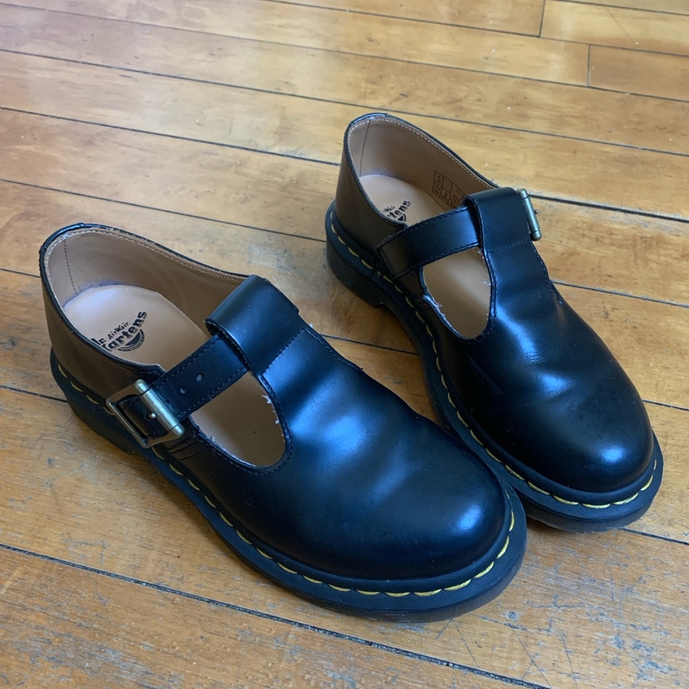 Black Leather Doc Martens Mary Janes